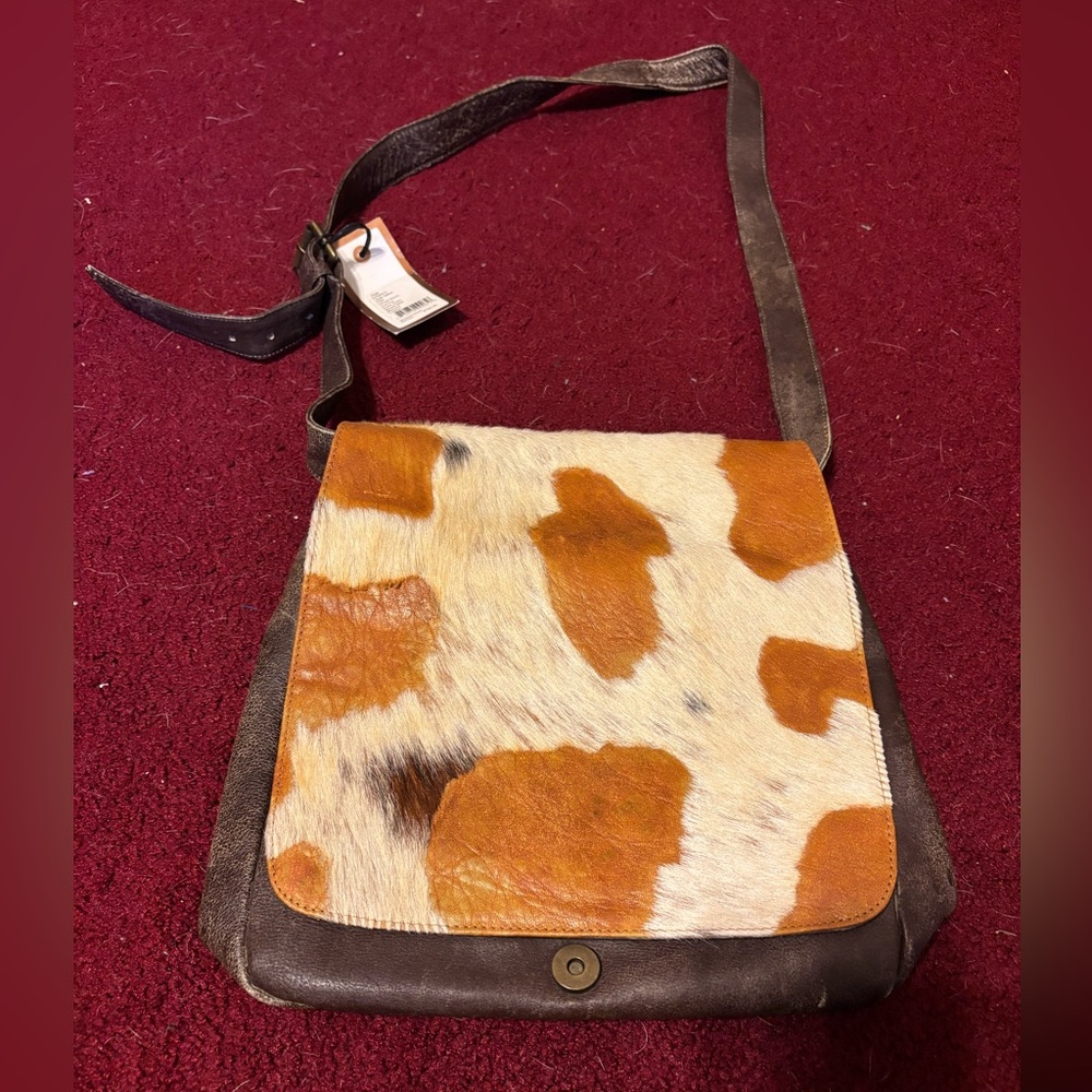 FINA FIRENZE RARE NWT HAIR CALF DISTRESSED HANDBAG LEATHER BEAUTY PONY